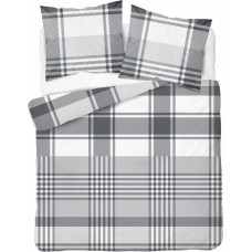 Kokvilnas gultas veļa 220x200 pelēki rūtaini 4855 A Kokvilna 74