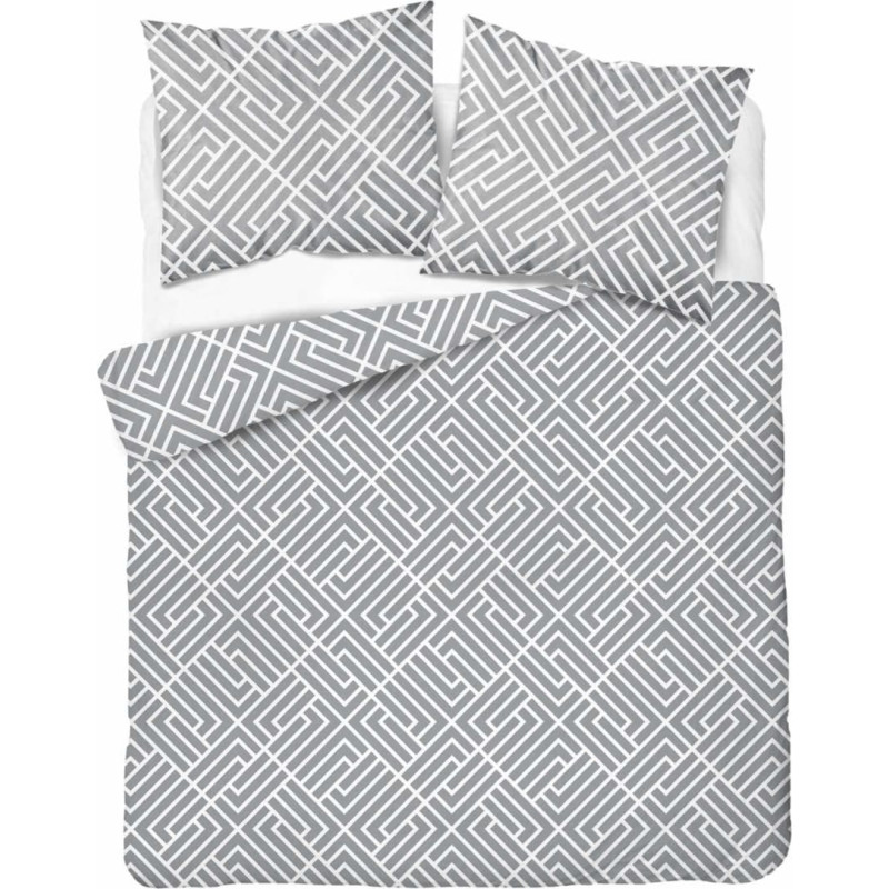 Kokvilnas gultas veļa 160x200 pelēka ģeometrija 4849 A Kokvilna 74