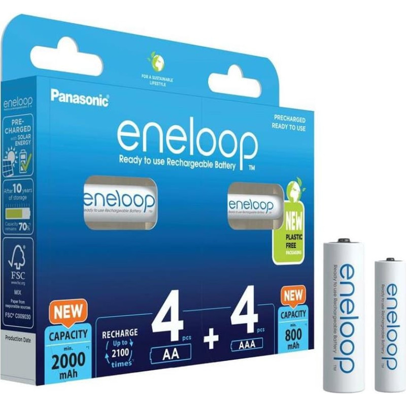 Panasonic Eneloop zestaw 4x AA rechargeable 2000mAh + 4x AAA 800mAh