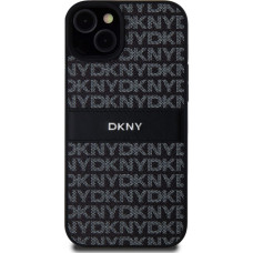 Dkny PU Leather Repeat Pattern Tonal Stripe Case for iPhone 15 Plus Black