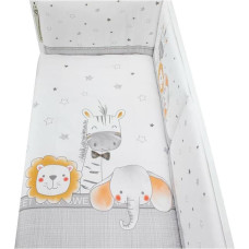 Interbaby Sega 100x135 segas pārvalks un gultas buferis 60x180 Dzīvnieki 2 balti pelēki