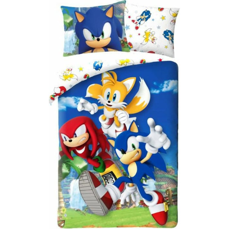 Kokvilnas gultas veļa 140x200 Sonic zila spilvendrāna 70x90 Bērni 12