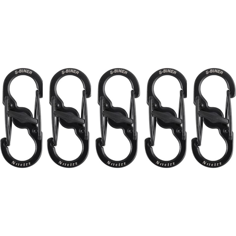 Nite Ize - Karabīne S-Biner MicroLock - 5 gab. - Tērauds - Melns - LSBM-01-5R7