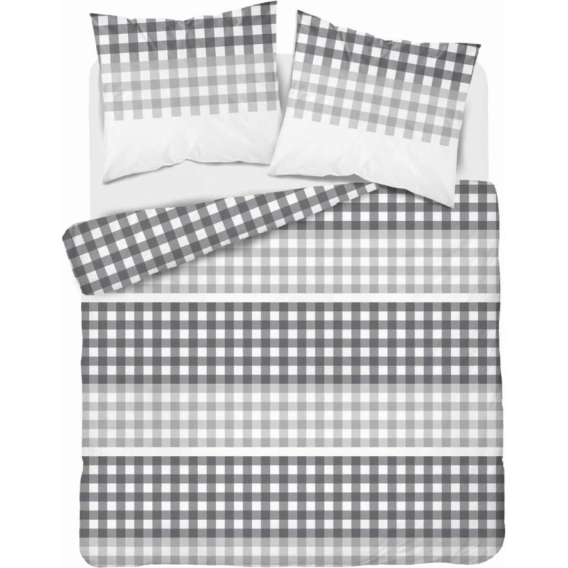 Satīna gultas veļa 220x200 pelēki rūtaini 4914 A Home Satin 80