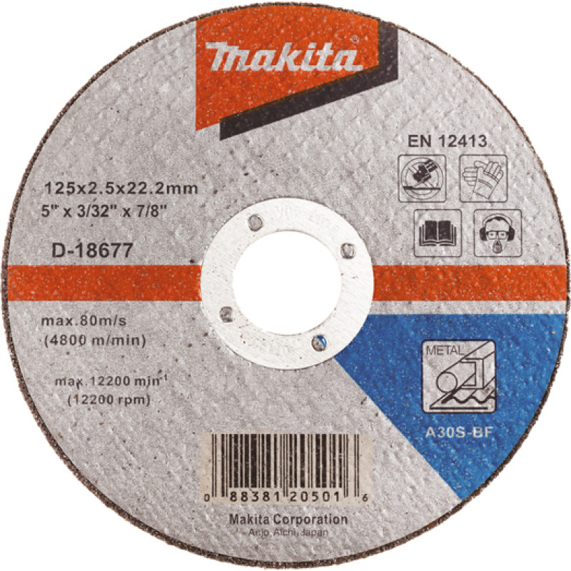 Makita-Akcesoria korunda disks metāla griešanai 125/22,23/2,5 mm Makita [D-18677] plakans