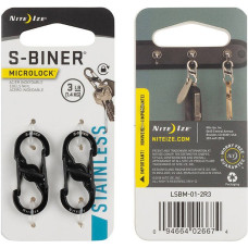 Nite Ize - S-Biner MicroLock - Melns - 2Pack - LSBM-01-2R3