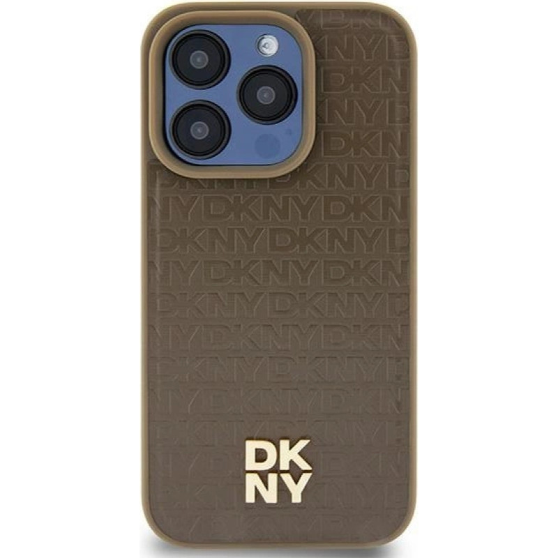 Dkny Leather Pattern Metal Logo MagSafe case for iPhone 15 | 14 | 13 - brown