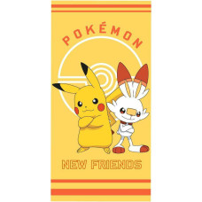 Bērnu dvielis 70x140 Pokemon Pikachu dzeltenā pludmales kokvilna C24