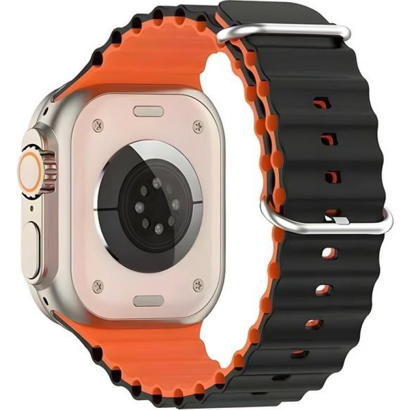 Beline pasek Apple Watch Silicone Waves 42|44|45|49mm czarno-pomarańczowy |black-orange box