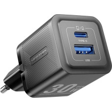 Vention Wall charger, Vention, FEQB0-EU,  USB-C, USB- A, 30W|30W, GaN (black)