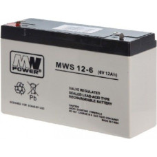 Mw Power Svina akumulators, MW Power MWS 12-6 (6V, 12Ah) (4.8mm) VRLA (Valve Regulated Lead-Acid)