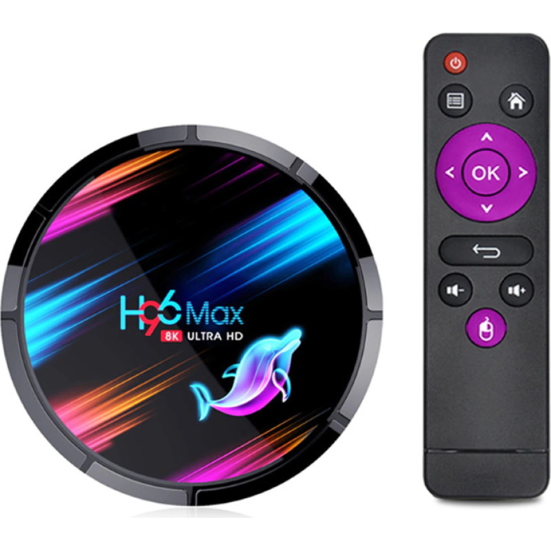 Riff H96 32GB 4K Multimedia atkaņotājs Smart TV Box 4GB +64GB Android 9.0 Wi-Fi | BT Amlogic S905 Melna