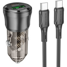 Borofone Car charger BZ25 Journey - USB + Type C - PD 38W 3A with Type C to Type C cable black