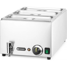 Hendi Bain-marie pārtikas sildītājs ar krānu 3x GN 1/3 100 mm ar vākiem 1000 W