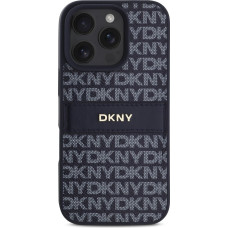 Dkny PU Leather Repeat Pattern Tonal Stripe Case for iPhone 16 Pro Blue