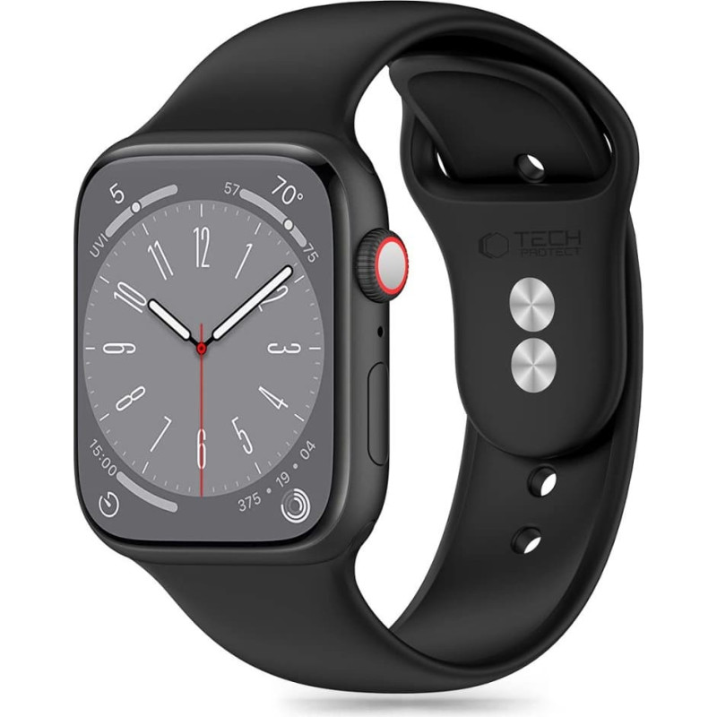 Tech-Protect Silicone Strap for Apple Watch 4 | 5 | 6 | 7 | 8 | 9 | SE (38 | 40 | 41 mm) - Black