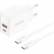 Foneng EU56 1xUSB-A, 1xUSB-C, 20W Power Charger (White) + USB-C cable