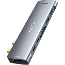 Raycue Hub 7w2 RayCue USB-C to 2x USB-A 3.0 5Gbps + SD|TF 3.0 + USB-C+ HDMI 4K30Hz (gray)