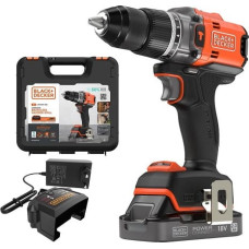 Black&Decker akumulatora triecienurbjmašīna/grieznis, 50Nm, 18V POWERCONNECT, Black+Decker [BLD683D1XK-QW] 2,0Ah, čemodāns