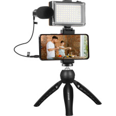 Live broadcast kit Puluz tripod mount + LED lamp + microphone + phone clamp