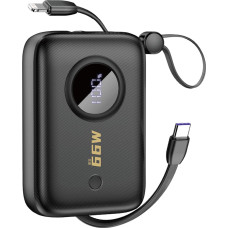 Dudao K14 10000mAh power bank with USB-C | Lightning cables - black