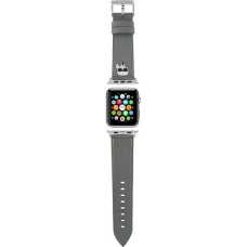 KLAWMOKHG Karl Lagerfeld Karl Head PU Watch Strap for Apple Watch 38|40mm Silver