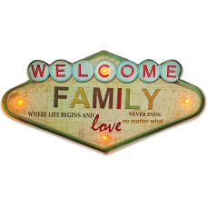 Forever Light RETRO Metal Sign LED Welcome Family Forever Light