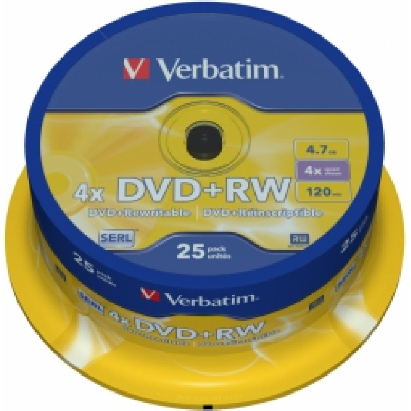 Matricas DVD+RW SERL Verbatim DLP 4.7GB 4x 25 Pack Spindle