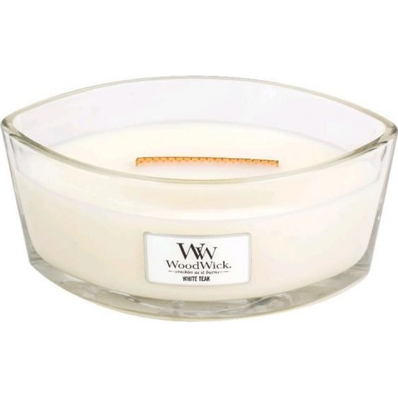 Woodwick White Teak scented candle with wooden wick 453,6 g
