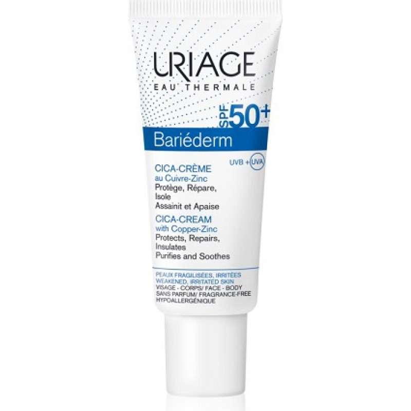 Uriage Bariéderm Cica reparative cream containing copper and zinc SPF 50+ 40 ml