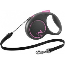 Trixie Inerces pavada suņiem – Trixie Flexi BLACK DESIGN, cord leash, S: 5 m, pink