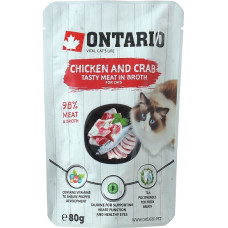 Ontario Konservi kaķiem – Ontario Pouch Chicken and Crab in Broth, 80 g