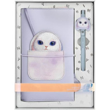 Nimmy Zestaw 2w1 notatnik + długopis      fioletowy|purple Big Eyed Pet 2.0 Rabbit