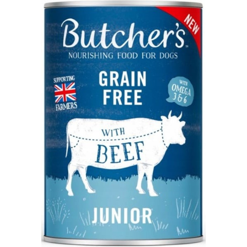 Butchers Konservi kucēniem : Butchers DOG Original Junior with beef chunks in Jelly 400g