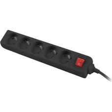 Power strip 3m, black, 5 sockets, with switch, cable made of solid copper