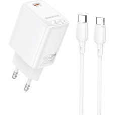 Borofone Wall charger BN26 Fuente - Type C - PD 20W with Type C to Type C cable white