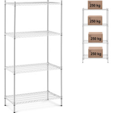 Royal Catering Hromēts darbnīcas plaukts 4 stiepļu plaukti līdz 1 t 1000 kg 90x45x180 cm