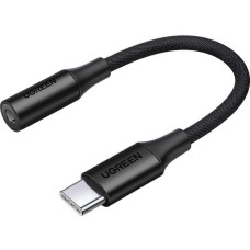 Ugreen USB-C līdz 3,5 mm mini ligzdas austiņu adapteris 10 cm — melns
