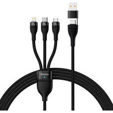 Baseus Kabelis 4in1 USB+USB-C uz USB-C / iPhone Lightning / mikro USB 1,2 m — melns