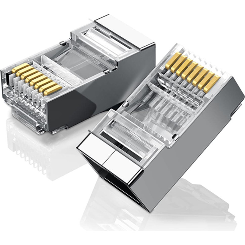 Ugreen RJ45 spraudņa gals līdz 8P8C UTP Cat. vītā pāra. 6 sudraba - KOMPLEKTS 10gab.