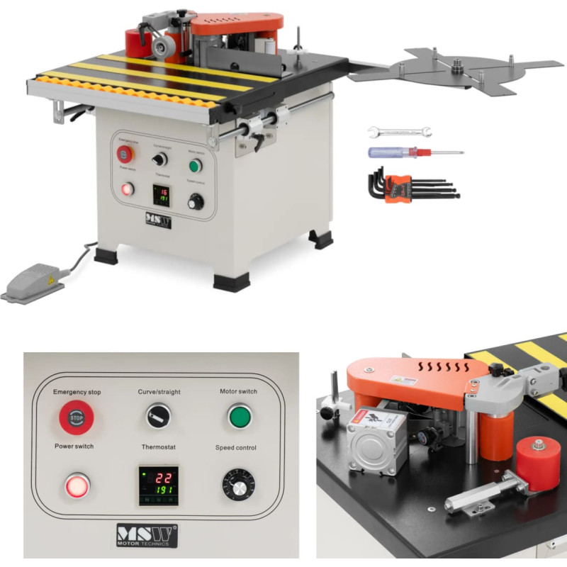 MSW Malu aplīmē&scaron;anas ma&scaron;īna mēbeļu malām, kokam, finierim, PVC, ABS, 0,3-3 mm, 850 W