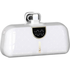 Dudao Mini Powerbank 5000mAh priekš iPhone Lightning un USB-C — balts