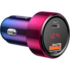 Baseus Magic Series PPS USB-C USB-A 45W PD QC 5A automašīnas lādētājs — rozā zils