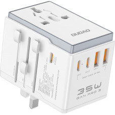 Dudao Universālais lādētāja ceļojuma adapteris 35 W EU / UK / AUS / US / JP 3x USB-C 2x USB-A - balts