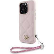 Case Karl Lagerfeld Quilted Initial Logo & Chain Strap for iPhone 16 Pro pink