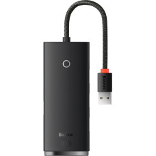 Baseus Lite sērijas 4 portu USB-A līdz 4 x USB-A 3.0 HUB sadalītāja 25 cm kabelis — melns