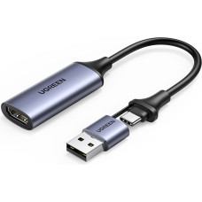 Ugreen HDMI (sieviete) - USB-A / USB-C (vīriešu) adapteris - pelēks