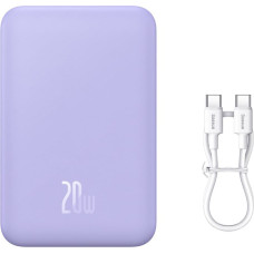 Baseus Powerbank Magnetic Mini 20000 mAh 20W + violets USB-C kabelis