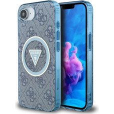Case Guess IML Metal Glitter 4G Circle   Triangle MagSafe for iPhone 16e blue