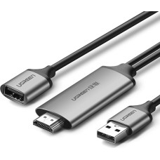 Ugreen Adapteris USB-A (sieviete) - HDMI ar barošanas portu USB-A (vīrietis) 1,5 m - pelēks